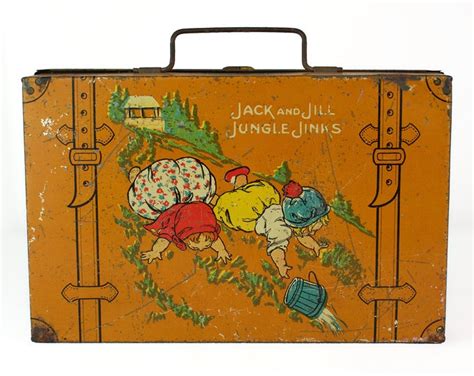 Vintage Jack And Jill Jungle Jinks metal tin box  